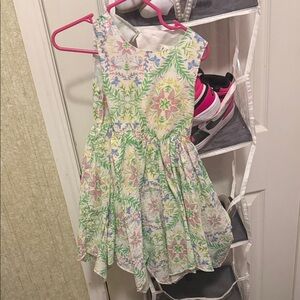 Floral Kids Dress - Green and Pink